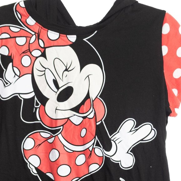 Disney Minnie Mouse Size XL(15-17) Black Red Polka Dot Graphic Tee Shirt Top - Picture 3 of 8